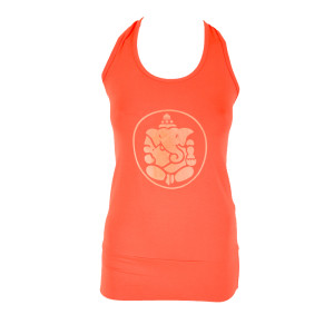 C2 Cross Back Knotted Tank Ganesha Spicy Orange Front Dhs145